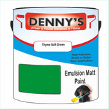 Denny's Emulsion Paint For Ceilings Colour- Thyme Soft Green - Matte Low-Splatter Stain-Hide Bright
