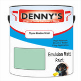 Denny's Emulsion Paint For Ceilings Colour- Thyme Meadow Green - Matte Low-Splatter Stain-Hide Bright