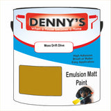Denny's Emulsion Paint For Walls Colour- Moss Drift Olive - Matte Wipe-Clean Durable Coverage
