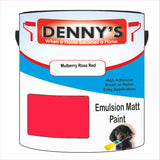 Denny's Emulsion Paint For Ceilings Colour- Mulberry Rose Red - Matte Low-Splatter Stain-Hide Bright