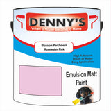 Denny's Emulsion Paint For Ceilings Colour- Blossom Parchment Rosewater Pink - Matte Low-Splatter Stain-Hide Bright