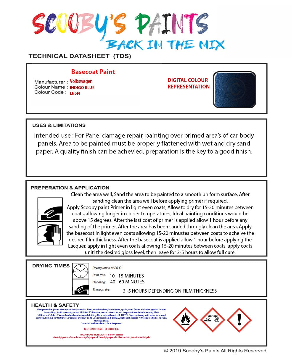 Paint Mixed Volkswagen Golf Indigo Blue Lb5N Basecoat Car Spray Paint ...