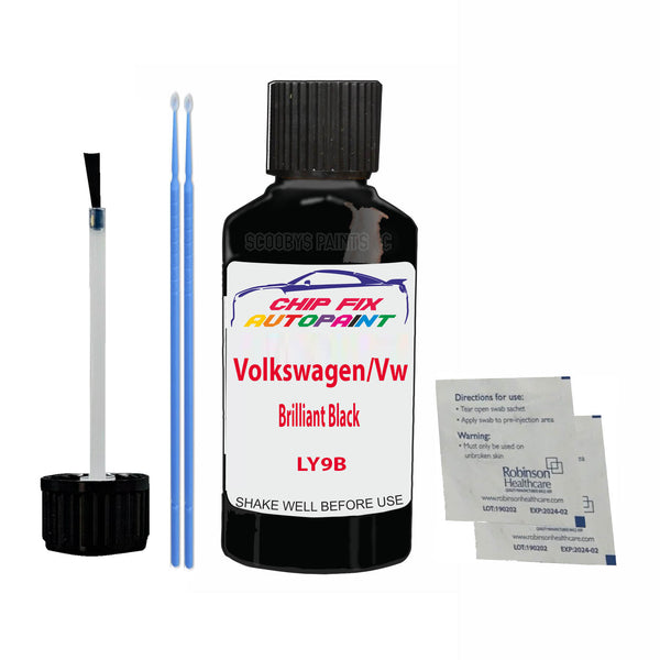 Volkswagen/Vw Brilliant Black Touch Up Paint Code LY9B Scratch Repair Kit