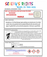 WHITE DIAMOND NMZ Aerosol Spray Paint Code NMZ Classic ROVER Model 45/400 SERIES Automotive Restorative Paint Vehicle Touch-Up ROVER NMZ Paint Car Restoration DIY Auto Painting Classic Car Refinishing High-Quality Spray Paint Automotive Finish Vehicle Restoration Supplies Custom Car Paint Auto Body Paint Aerosol Can Automotive Refinishing Paint for Classic Cars