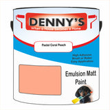 Denny's Emulsion Paint For Ceilings Colour- Pastel Coral Peach - Matte Low-Splatter Stain-Hide Bright