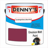 Denny's Emulsion Paint For Ceilings Colour- Candlelight Berry Blush Red - Matte Low-Splatter Stain-Hide Bright