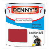 Denny's Emulsion Paint For Walls Colour- Terracotta Velvet Ruby Red - Matte Wipe-Clean Durable Coverage