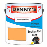 Denny's Emulsion Paint For Walls Colour- Amber Honey Yellow - Matte Wipe-Clean Durable Coverage