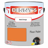 Denny's Floor Paint For Sheds Colour- Weld Orange - Durable Anti-Slip Weatherproof