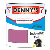 Denny's Emulsion Paint For Ceilings Colour- Grace Peony Blossom Rose - Matte Low-Splatter Stain-Hide Bright