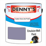 Denny's Emulsion Paint For Ceilings Colour- Heather Grace Lilac Purple - Matte Low-Splatter Stain-Hide Bright