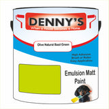 Denny's Emulsion Paint For Ceilings Colour- Olive Natural Basil Green - Matte Low-Splatter Stain-Hide Bright