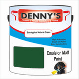 Denny's Emulsion Paint For Ceilings Colour- Eucalyptus Natural Green - Matte Low-Splatter Stain-Hide Bright