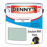 Denny's Emulsion Paint For Ceilings Colour- Fern Thyme Eucalyptus Green - Matte Low-Splatter Stain-Hide Bright