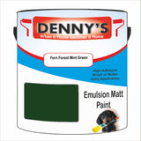 Denny's Emulsion Paint For Ceilings Colour- Fern Forest Mint Green - Matte Low-Splatter Stain-Hide Bright
