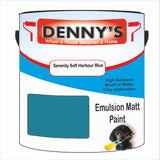 Denny's Emulsion Paint For Walls Colour- Serenity Soft Harbour Blue - Matte Wipe-Clean Durable Coverage