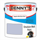 Denny's Emulsion Paint For Walls Colour- Sapphire Mist Storm Blue - Matte Wipe-Clean Durable Coverage