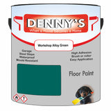Denny's Floor Paint For Sheds Colour- Workshop Alloy Green - Durable Anti-Slip Weatherproof