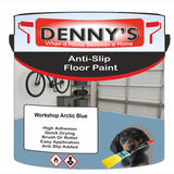 Denny's Floor Paint For Grip Coating Colour- Workshop Arctic Blue - Anti-Slip Hardwearing Safe