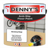 Denny's Floor Paint For Grip Coating Colour- Workshop Beige - Anti-Slip Hardwearing Safe