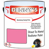 Denny's High Temp Paint For Radiators Colour- Workshop Candy Pink - Heatproof No-Yellow Durable