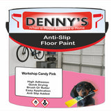 Denny's Floor Paint For Grip Coating Colour- Workshop Candy Pink - Anti-Slip Hardwearing Safe