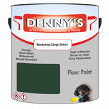 Denny's Floor Paint For Commercial Areas Colour- Workshop Cargo Green - High-Traffic Anti-Slip Hardwearing