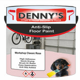 Denny's Floor Paint For Grip Coating Colour- Workshop Classic Rose - Anti-Slip Hardwearing Safe