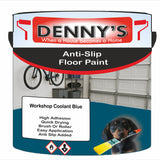 Denny's Floor Paint For Grip Coating Colour- Workshop Coolant Blue - Anti-Slip Hardwearing Safe