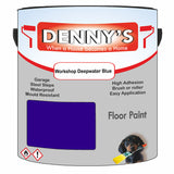 Denny's Floor Paint For Commercial Areas Colour- Workshop Deepwater Blue - High-Traffic Anti-Slip Hardwearing