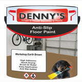Denny's Floor Paint For Grip Coating Colour- Workshop Earth Brown - Anti-Slip Hardwearing Safe