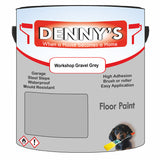 Denny's Floor Paint For Sheds Colour- Workshop Gravel Grey - Durable Anti-Slip Weatherproof