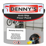 Denny's Floor Paint For Grip Coating Colour- Workshop Gravel Grey - Anti-Slip Hardwearing Safe