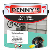 Denny's Floor Paint For Grip Coating Colour- Workshop Green - Anti-Slip Hardwearing Safe