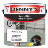 Denny's Floor Paint For Grip Coating Colour- Workshop Grey - Anti-Slip Hardwearing Safe