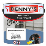 Denny's Floor Paint For Grip Coating Colour- Workshop Midnight Blue - Anti-Slip Hardwearing Safe