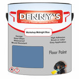Denny's Floor Paint For Sheds Colour- Workshop Midnight Blue - Durable Anti-Slip Weatherproof