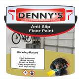 Denny's Floor Paint For Grip Coating Colour- Workshop Mustard - Anti-Slip Hardwearing Safe
