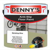 Denny's Floor Paint For Grip Coating Colour- Workshop Olive - Anti-Slip Hardwearing Safe