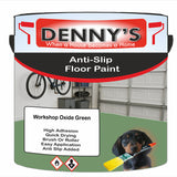 Denny's Floor Paint For Grip Coating Colour- Workshop Oxide Green - Anti-Slip Hardwearing Safe