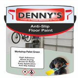 Denny's Floor Paint For Grip Coating Colour- Workshop Pallet Green - Anti-Slip Hardwearing Safe