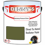 Denny's High Temp Paint For Grilles Colour- Workshop Pressure Green - Heatproof Rustguard Durable