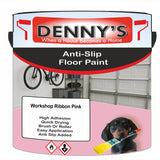 Denny's Floor Paint For Grip Coating Colour- Workshop Ribbon Pink - Anti-Slip Hardwearing Safe