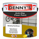 Denny's Floor Paint For Grip Coating Colour- Workshop Rust Brown - Anti-Slip Hardwearing Safe