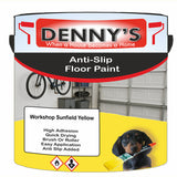 Denny's Floor Paint For Grip Coating Colour- Workshop Sunfield Yellow - Anti-Slip Hardwearing Safe