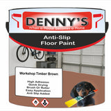 Denny's Floor Paint For Grip Coating Colour- Workshop Timber Brown - Anti-Slip Hardwearing Safe