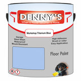 Denny's Floor Paint For Sheds Colour- Workshop Titanium Blue - Durable Anti-Slip Weatherproof
