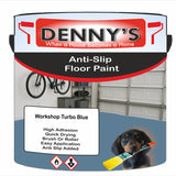 Denny's Floor Paint For Grip Coating Colour- Workshop Turbo Blue - Anti-Slip Hardwearing Safe