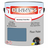 Denny's Floor Paint For Sheds Colour- Workshop Turbo Blue - Durable Anti-Slip Weatherproof