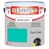Denny's Floor Paint For Sheds Colour- Workshop Turquoise - Durable Anti-Slip Weatherproof